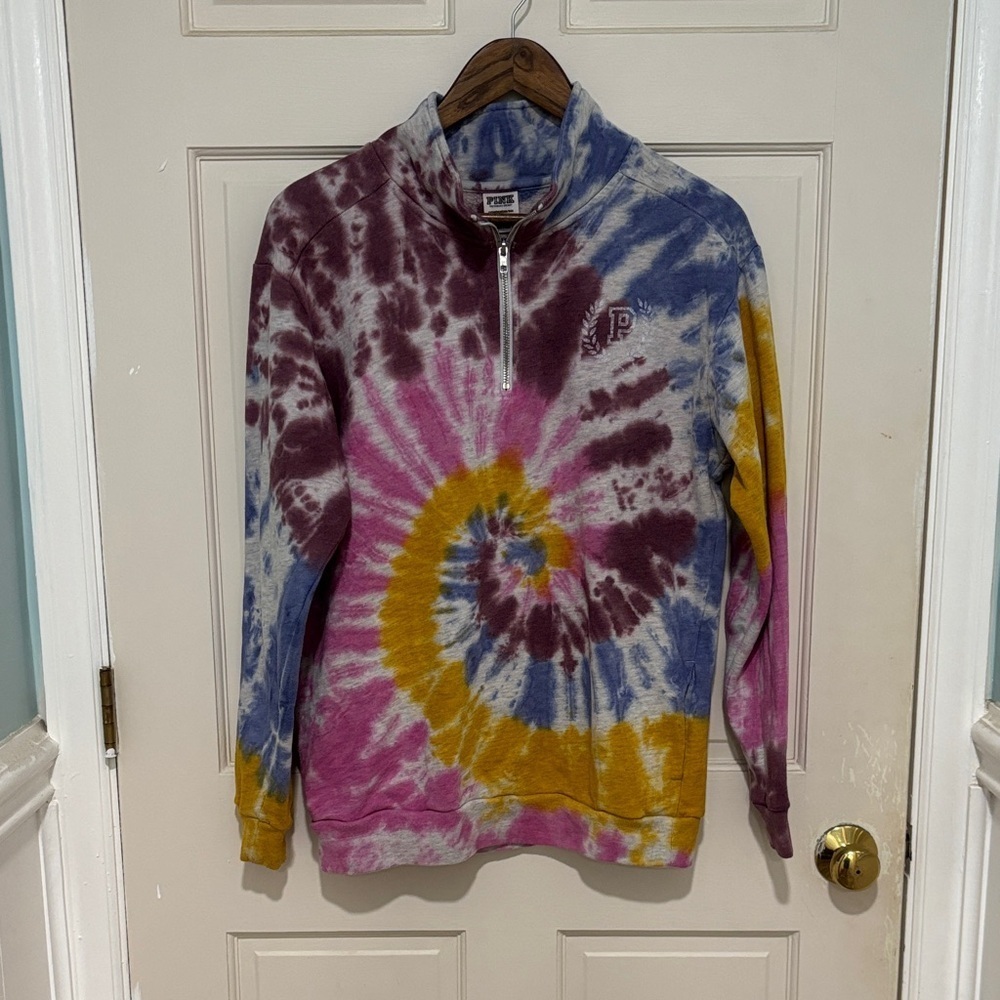 PINK Victoria's Secret Tie-Dye Oversized Varsity Pullover Size XS - Picture 2 of 7
